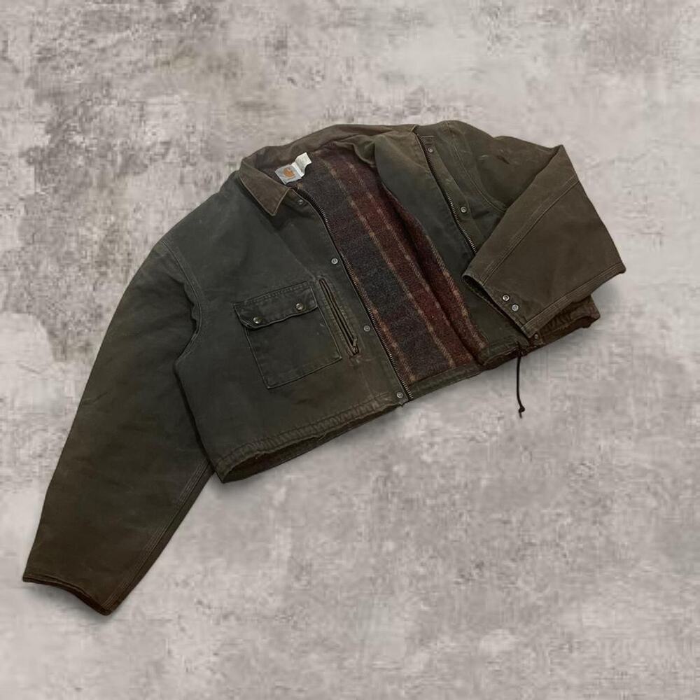 Carhartt MOS Detroit Trucker Jacket Union Duck Canvas Pearl Snap Medium Blanket - Picture 7 of 7